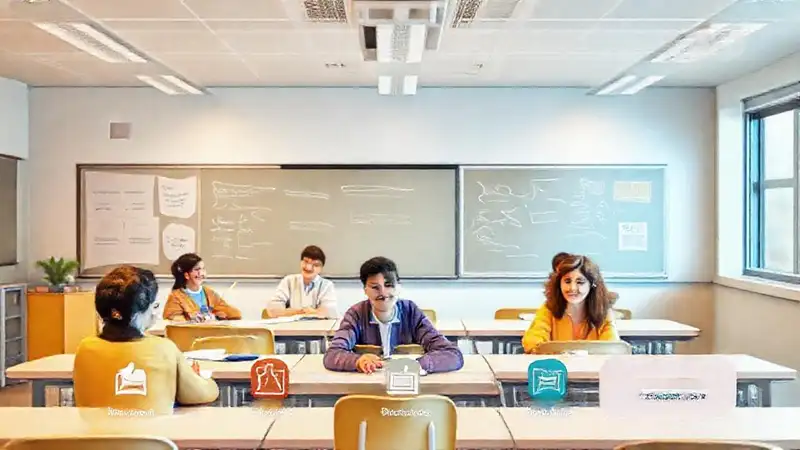 Aula moderna y educativa digitalmente amigable