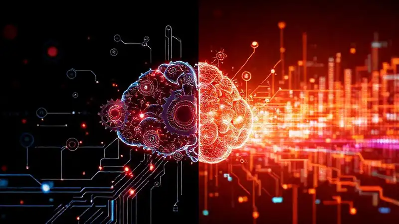 Un cerebro digital futurista y dinámico