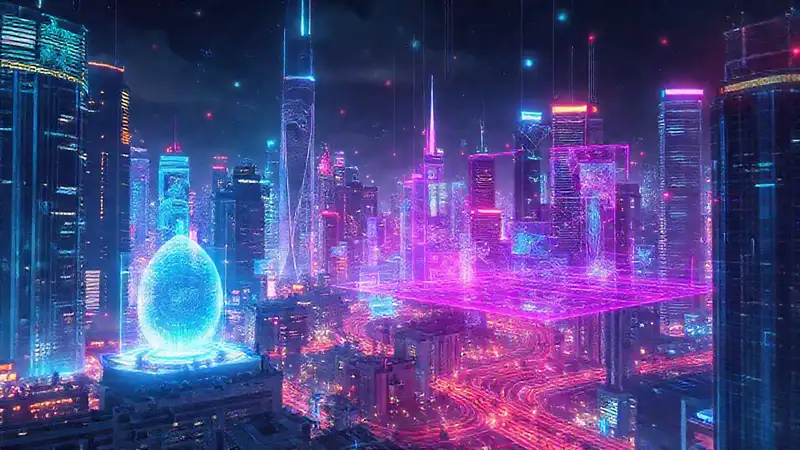 Ciudad futurista: arte digital inmersivo y creativo