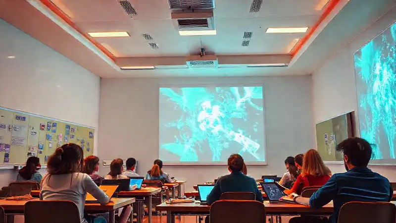 Un aula futurista optimista e innovadora