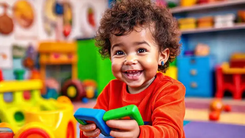 Un niño feliz juega en un espacio inclusivo