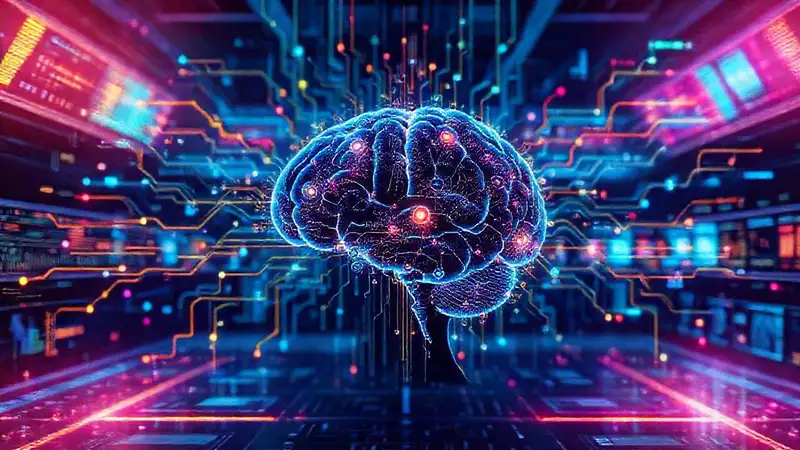 Red neuronal futurista, experiencia sensorial interactiva