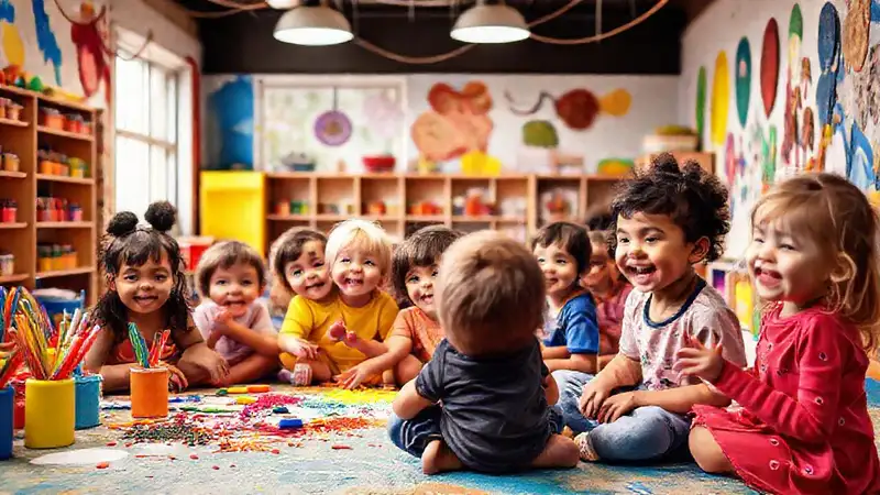 Un salón de juegos alegre y creativo