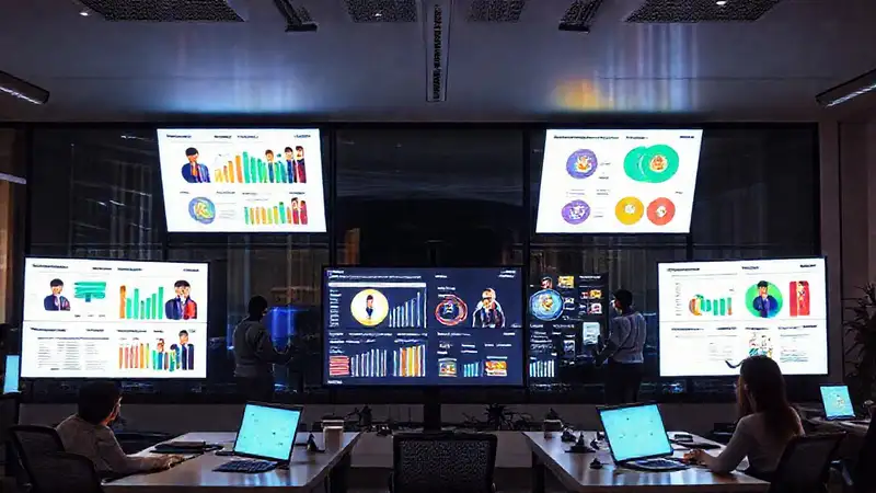 Oficina moderna y digitalmente atractiva