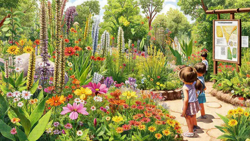 Jardín botánico: niños aprenden de plantas