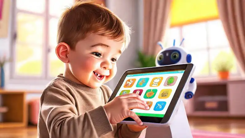 Un niño aprende feliz en digital