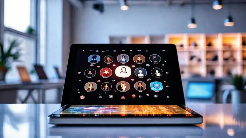 Tabletas digitales y personas conectadas trabajan