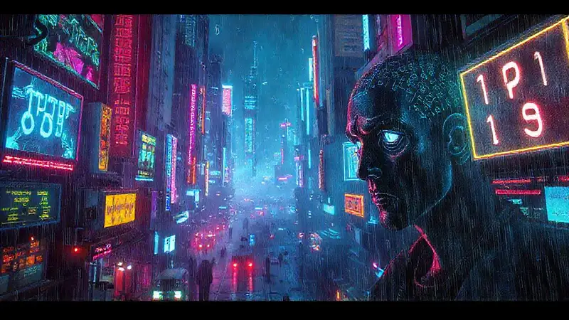 Ciudad cyberpunk futurista