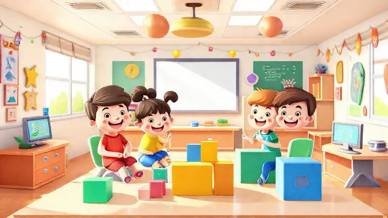 Niños felices aprenden en un aula vibrante