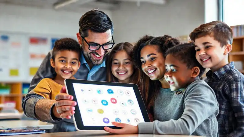 Tabletas digitales inspiran a estudiantes felices
