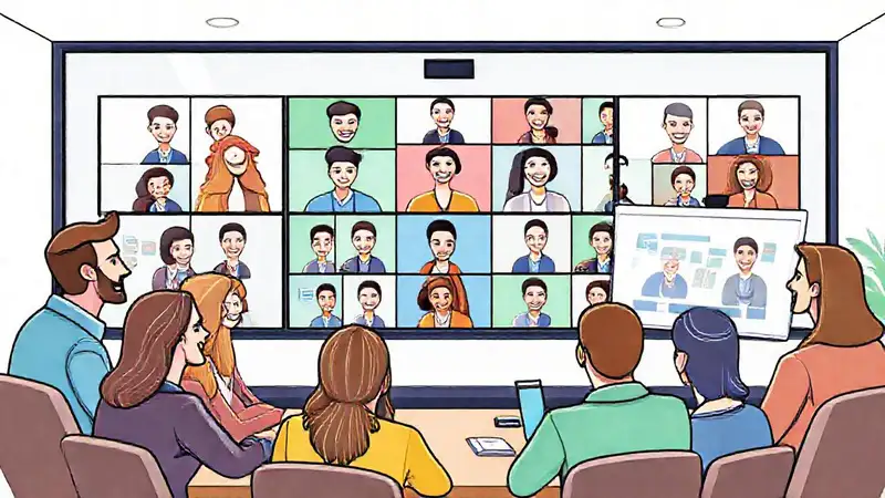 Reunión virtual colaborativa y alegre