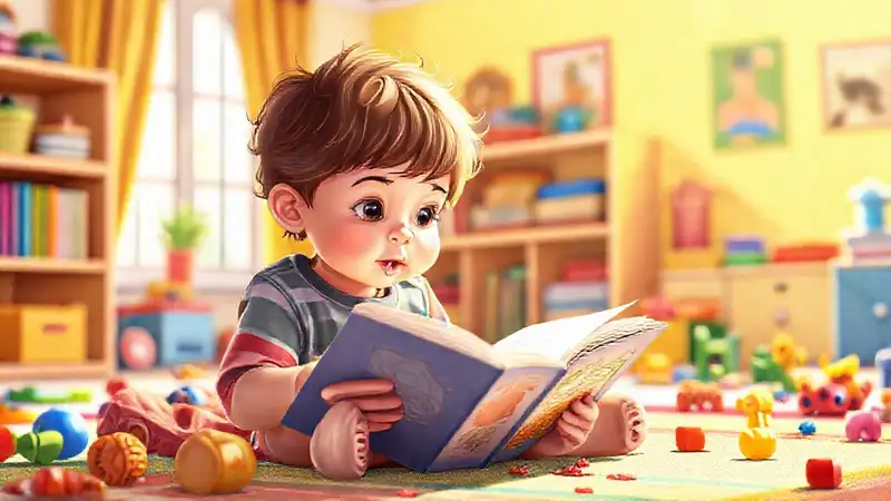 Un niño aprende feliz en su juego