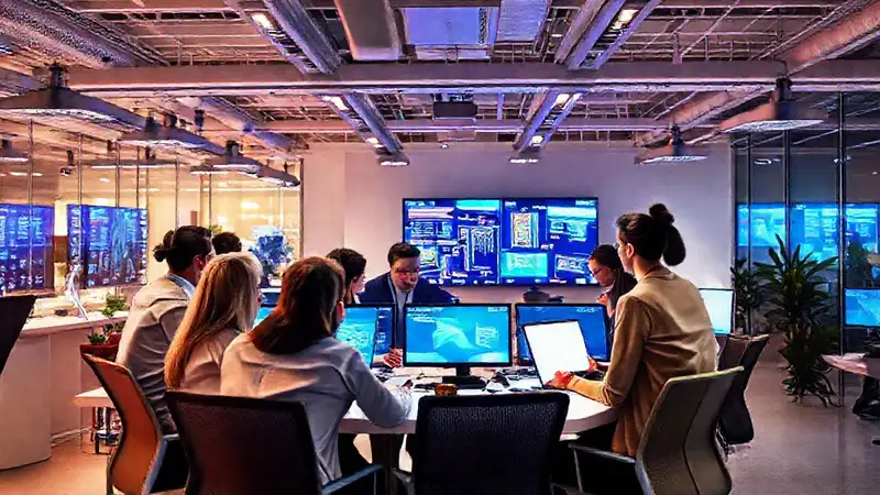 Oficina moderna: colaboración, tecnología y dinamismo