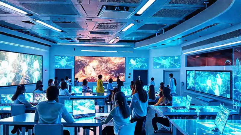Aula futurista: aprendizaje digital innovador