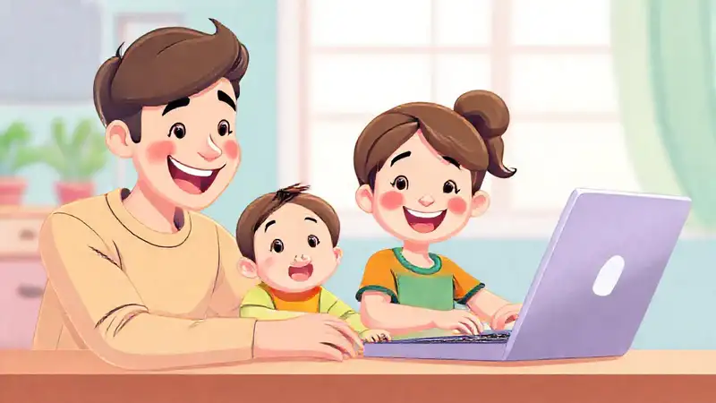 Familia aprende virtualmente con alegría