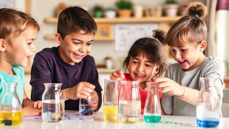 Niños científicos experimentan en casa