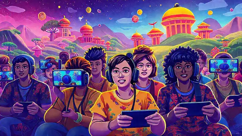 Gamers diversos disfrutan arte digital inclusivo