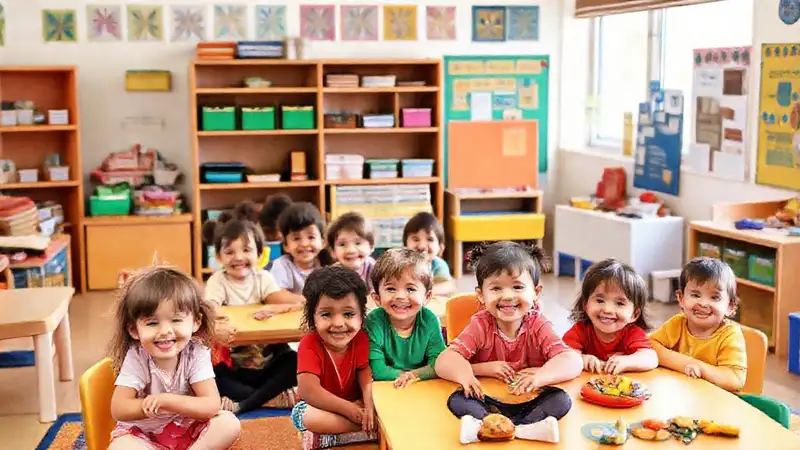 Un aula preescolar vibrante y amigable