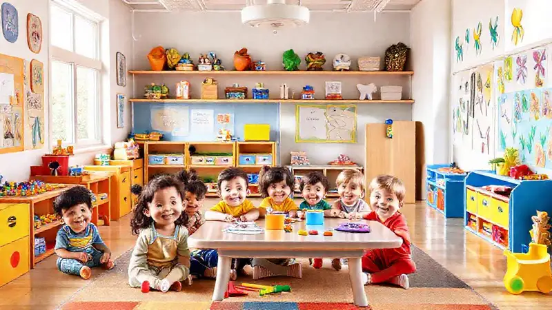 Un aula alegre y colorida aprende