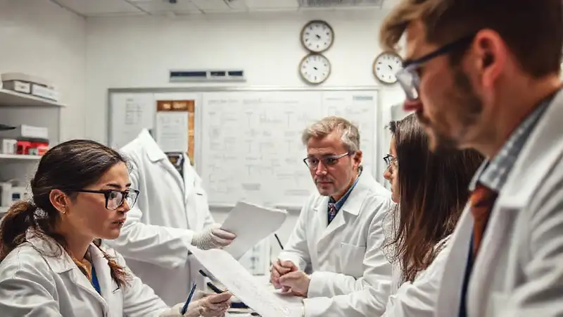 Científicos analizan datos en laboratorio