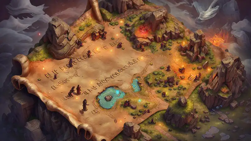 Mapa de fantasía: ilustración detallada y mágica