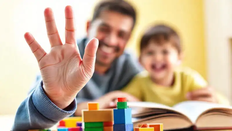 Un niño feliz juega con alegría