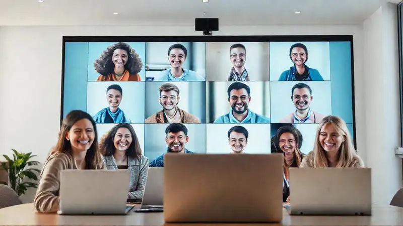 Reunión virtual colaborativa y brillante