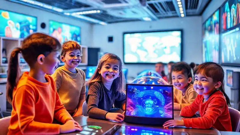 Aprendizaje futurista y alegre en clase virtual