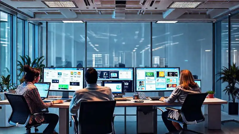 Espacio de oficina moderno, colaborativo e innovador