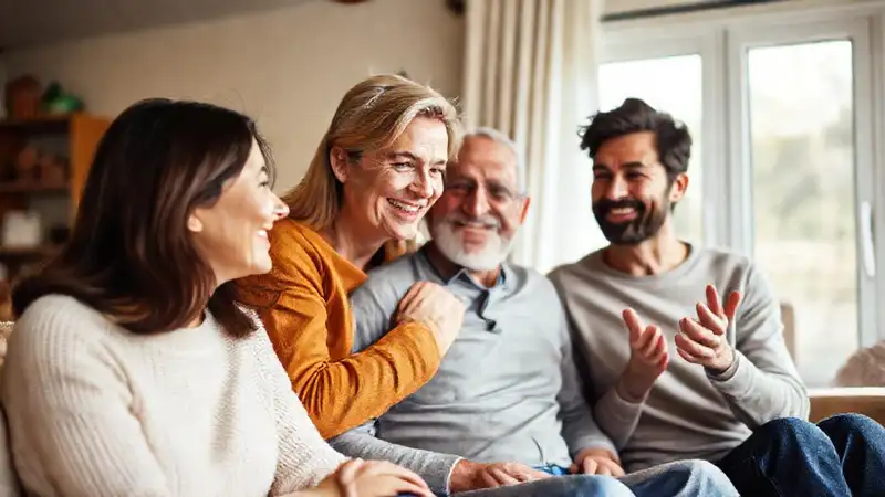 Familia feliz en un hogar cálido