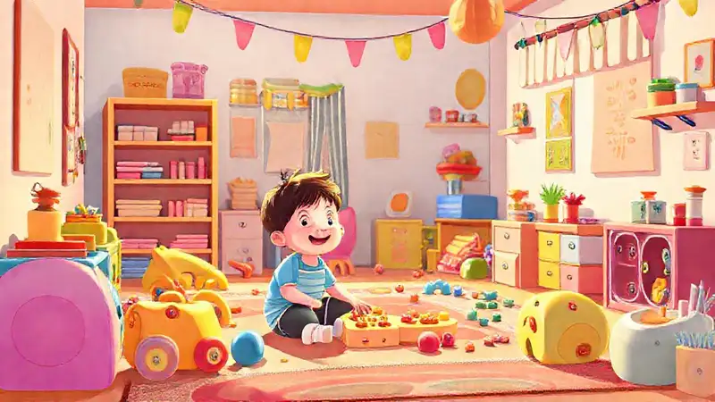 Un niño feliz en un espacio alegre