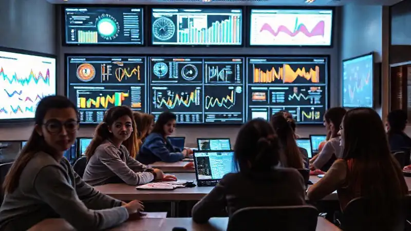 Aula moderna: datos visuales y concentración