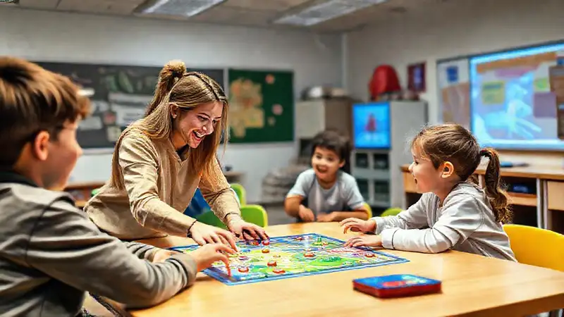 Clase dinámica y juegos educativos vibrantes