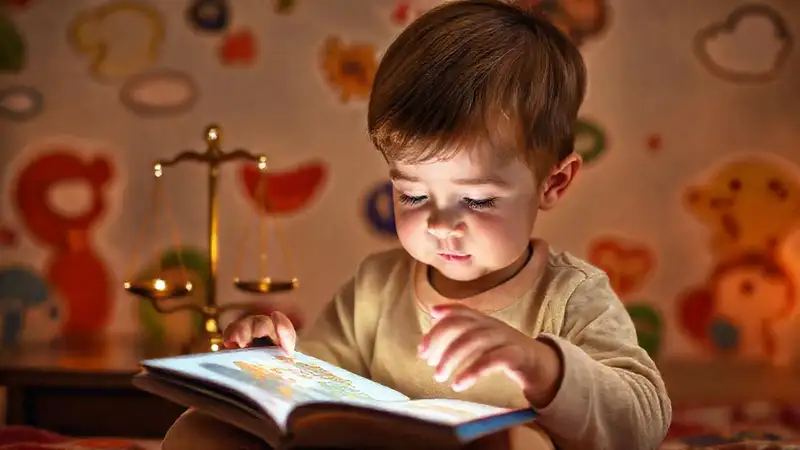 Un niño lee con serenidad y luz