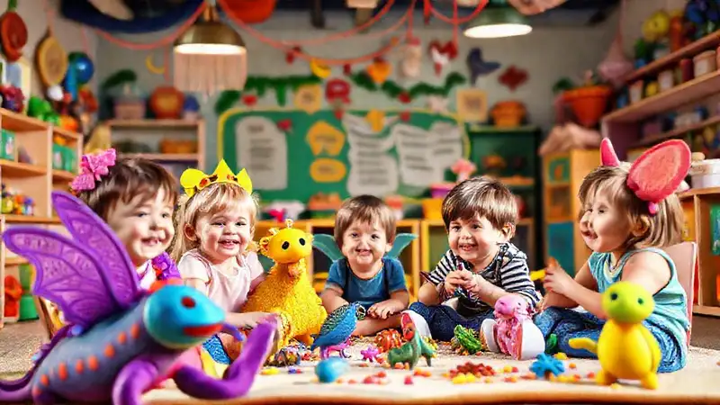 Un aula preescolar imaginativa y colorida
