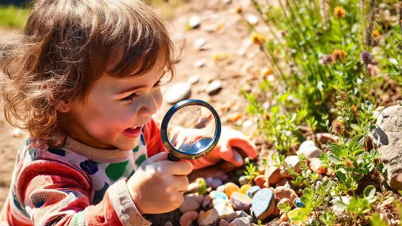 Un niño explora la naturaleza con alegría