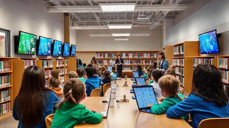 Biblioteca moderna: aprendizaje digital y acogedor