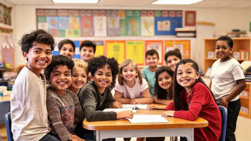 Un aula diversa y acogedora aprende juntos