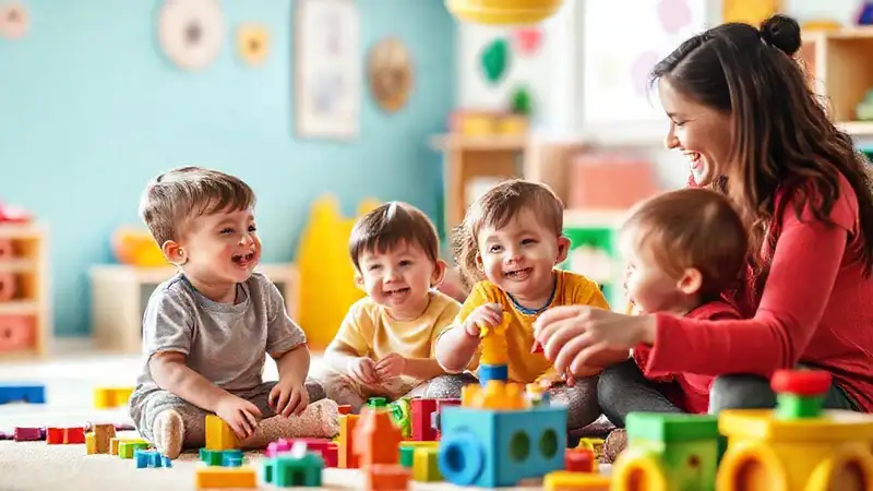 Niños felices aprenden en un juego