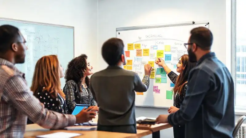 Equipo diverso genera ideas en colaboración