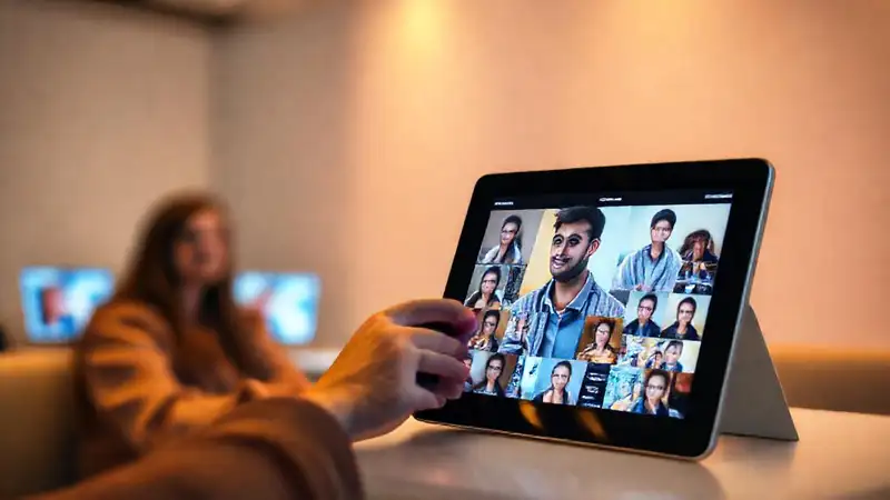 Estudiantes aprenden en tablet digitalmente