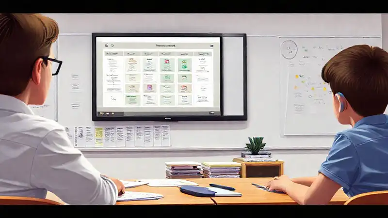 El profesor usa tecnología educativa para enseñar