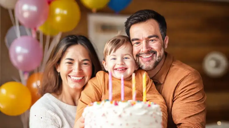 Familia feliz celebra un momento especial