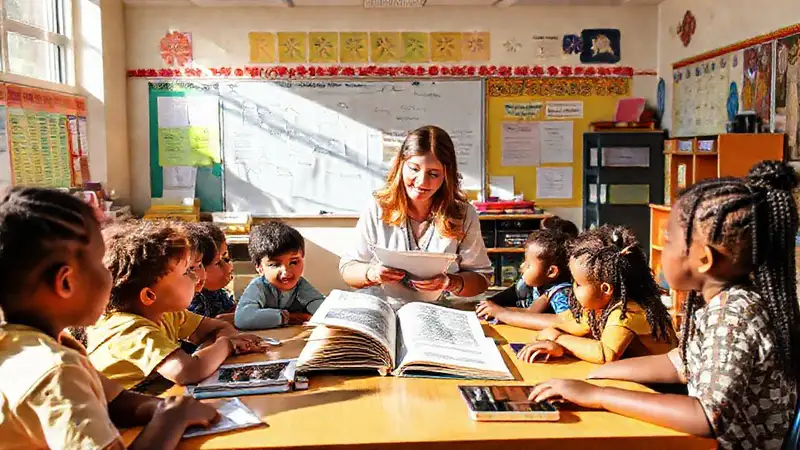 Un aula diversa florece con aprendizaje
