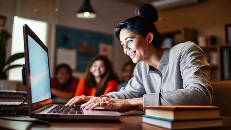 Un profesor online ilumina un aula virtual
