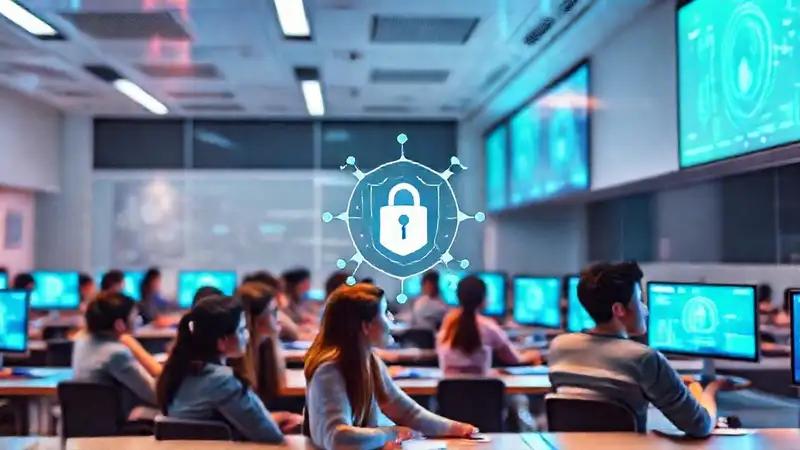 Aula futurista: aprendizaje digital seguro y brillante