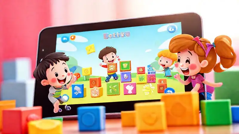 Niños aprenden con juego colorido