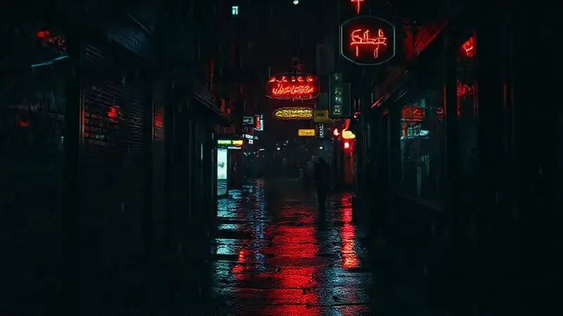 Un callejón oscuro y amenazante refleja sombras