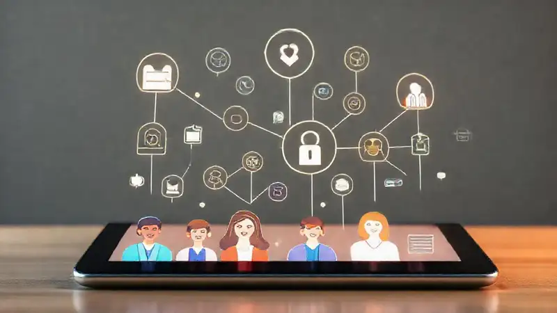 Educadores colaboran en tablet segura y clara
