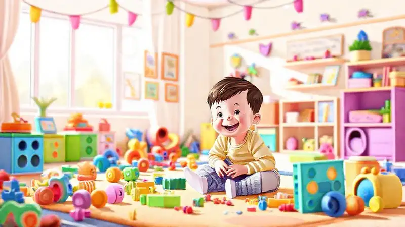 Un niño disfruta un juego colorido
